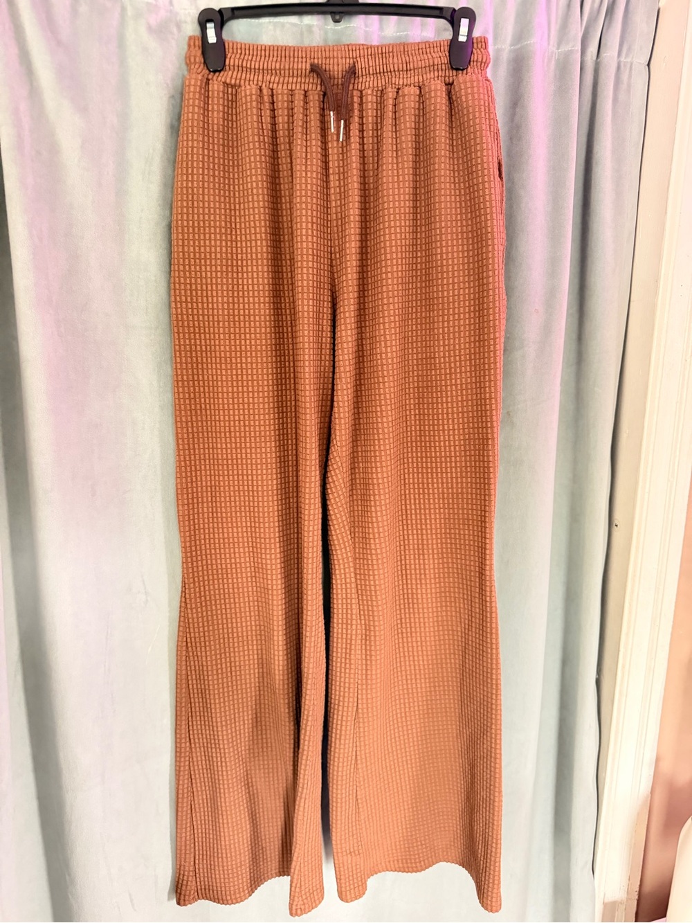 Rust Waffle-Knit Lounge Pants